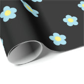 Minimalistische Retro 90s Y2k Pastel Blue Flowers  Cadeaupapier (Rol Hoek)