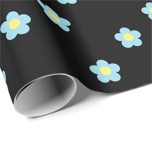 Minimalistische Retro 90s Y2k Pastel Blue Flowers  Cadeaupapier (Rol Hoek)