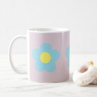 Minimalistische Retro 90s Y2k Pastel Blue Flowers 
