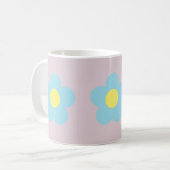Minimalistische Retro 90s Y2k Pastel Blue Flowers  Koffiemok (Voorkant links)