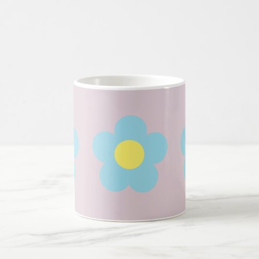 Minimalistische Retro 90s Y2k Pastel Blue Flowers  Koffiemok (Center)