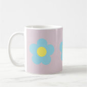 Minimalistische Retro 90s Y2k Pastel Blue Flowers  Koffiemok (Links)