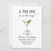 Minimalistische Retro A Tini One Martini Baby show Kaart (Voorkant)