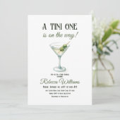 Minimalistische Retro A Tini One Martini Baby show Kaart (Staand voorkant)