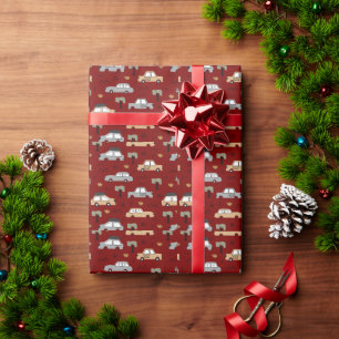 Minimalistische Retro Auto's Naadloos Patroon in N Cadeaupapier