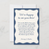 Minimalistische Retro Blauwe Huwelijk Welkom Bedankkaart (Voorkant)