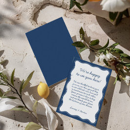 Minimalistische Retro Blauwe Huwelijk Welkom Bedankkaart