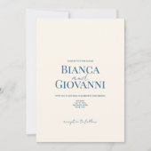 Minimalistische Retro Blauwe Typografie Trouwen Kaart (Voorkant)