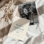 Minimalistische Retro Blauwe Typografie Trouwen Kaart