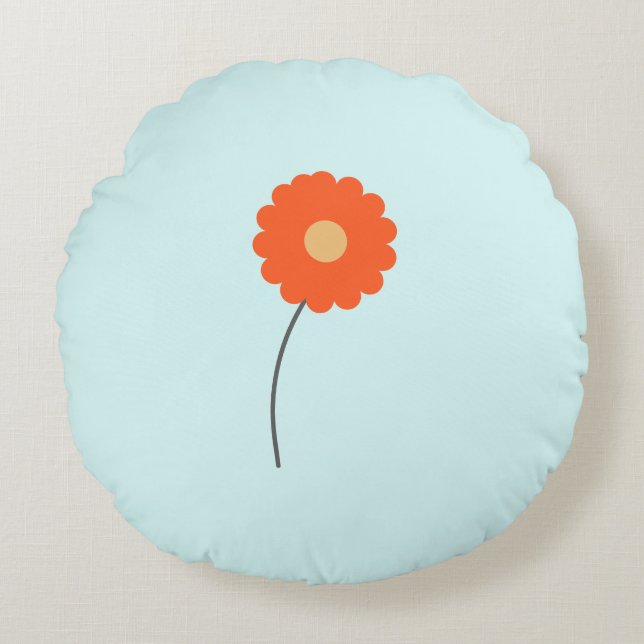 Minimalistische Retro Bloem Ronde Kussen (Voorkant)
