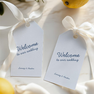 Minimalistische Retro Blue Wedding Gift Label Cadeaulabel