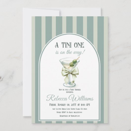 Minimalistische Retro Bow Tini One Martini Baby sh Kaart (Voorkant)