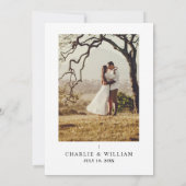 Minimalistische retro bruiloft save the date (Achterkant)