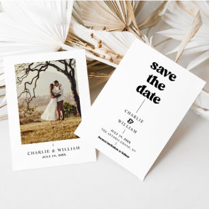 Minimalistische retro bruiloft save the date