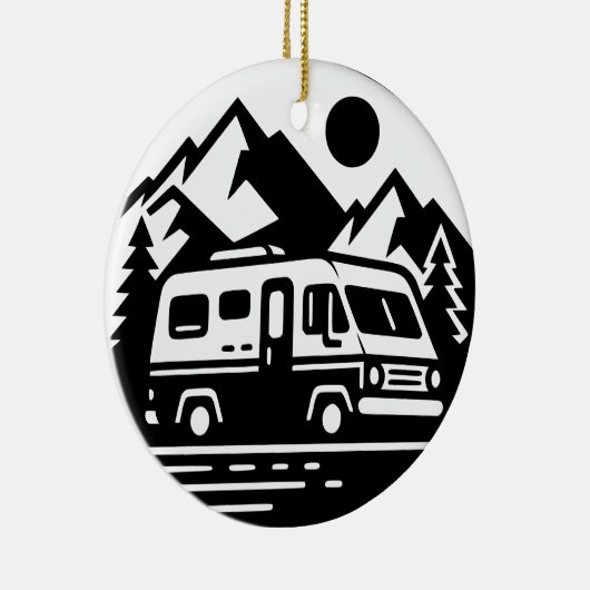 Minimalistische Retro Camper Van Adventure Keramisch Ornament (Rechts)