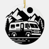 Minimalistische Retro Camper Van Adventure Keramisch Ornament (Voorkant)