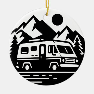 Minimalistische Retro Camper Van Adventure Keramisch Ornament