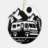 Minimalistische Retro Camper Van Adventure Keramisch Ornament (Links)