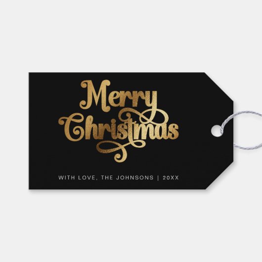 Minimalistische Retro Chic Zwart Goud Vrolijk Kers Cadeaulabel (Voorkant (Horizontaal))