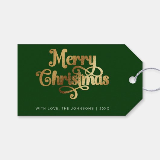 Minimalistische retro chip | Groen Goud Vrolijk Ke Cadeaulabel (Voorkant (Horizontaal))