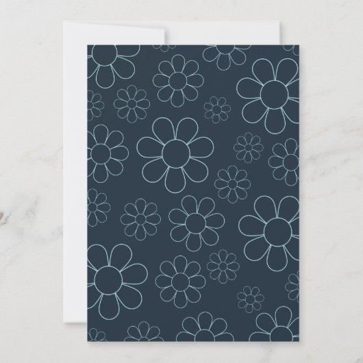 Minimalistische Retro Daisy Blue Kaart (Achterkant)