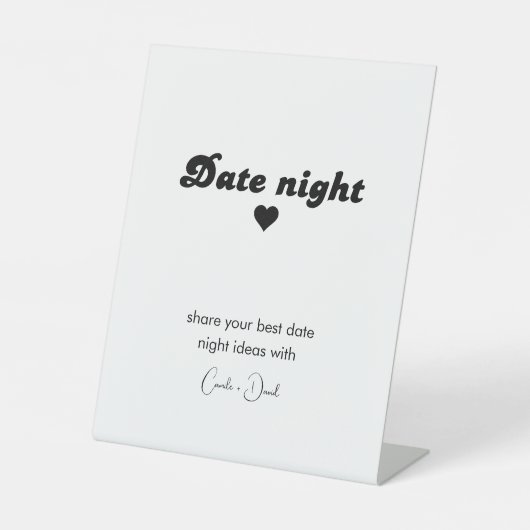 Minimalistische retro datum Nachtideeën Teken Reclamebord Met Voetstuk (Voorkant)