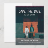 Minimalistische retro foto bruiloft save the date (Voorkant / Achterkant)