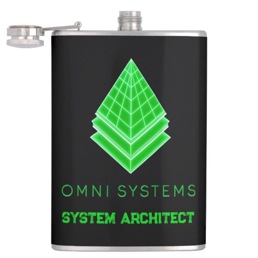 Minimalistische Retro-Futurisme Omni Systems Tech Heupfles (Geopend)