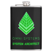Minimalistische Retro-Futurisme Omni Systems Tech Heupfles (Voorkant)