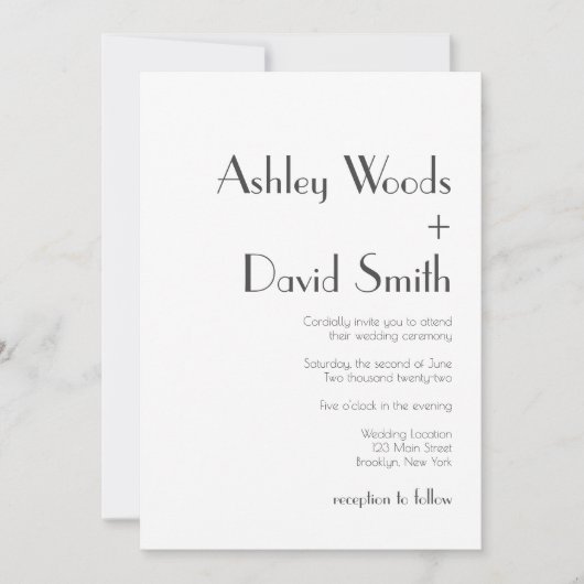 Minimalistische retro geïnspireerde trouwuitnodigi kaart (Voorkant)