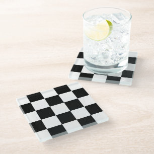 Minimalistische Retro Geruite – Monochrome Streetw Glazen Onderzetter