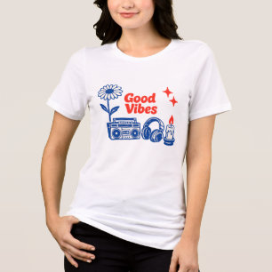 Minimalistische Retro Good Vibes Lijn Kunst Collag Tri-Blend Shirt
