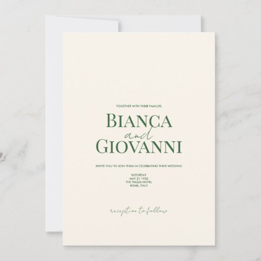 Minimalistische Retro Groene Typografie Trouwdag Kaart (Voorkant)