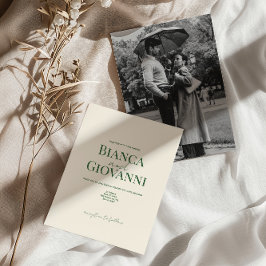 Minimalistische Retro Groene Typografie Trouwdag Kaart