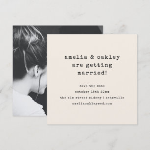Minimalistische Retro Ivoor Schrijfmachine Trouwfo Save The Date