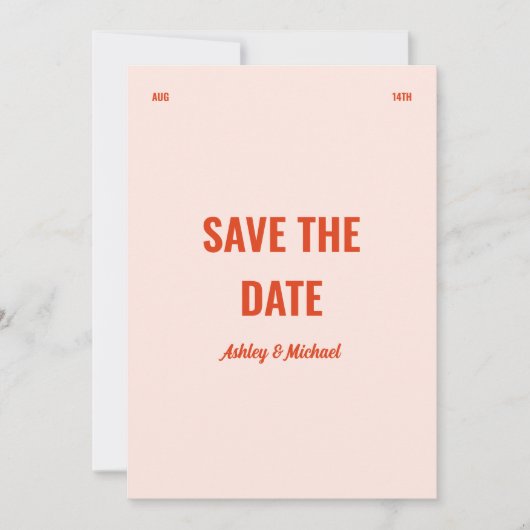 Minimalistische retro kleurrijke bruiloft save the date (Voorkant)