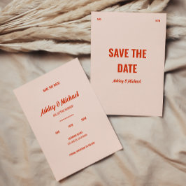 Minimalistische retro kleurrijke bruiloft save the date