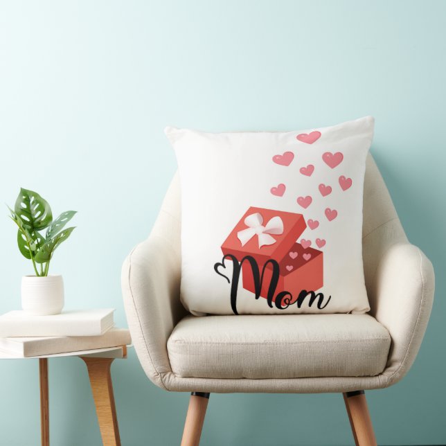  minimalistische retro moeder hart doos ontwerp kussen (Stoel)