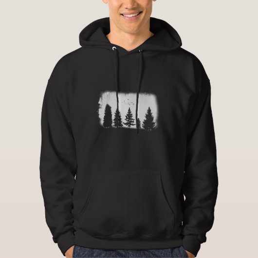 Minimalistische retro Natuur wilde bomen Hoodie (Voorkant)