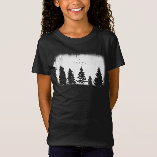Minimalistische retro Natuur wilde bomen T-shirt (Voorkant)