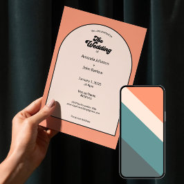 Minimalistische Retro Oranje Pastel De Bruiloft Va Kaart