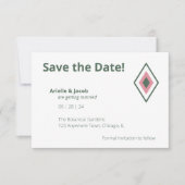 Minimalistische Retro Pink & Hunter Green Save the Kaart (Voorkant)
