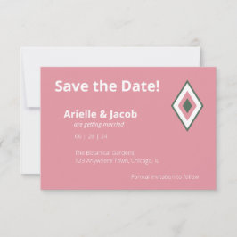 Minimalistische Retro Pink & Hunter Green Save the Kaart