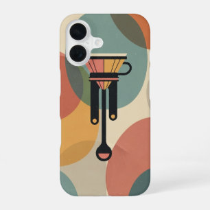 Minimalistische Retro Pour-Over Koffie iPhone 16 Hoesje