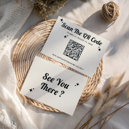 Minimalistische Retro QR Code Trouwkaart RSVP Kaartje