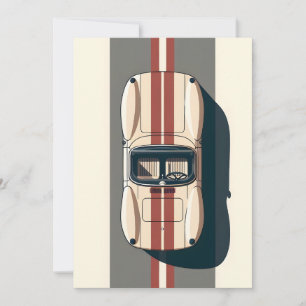 Minimalistische Retro Raceauto Streep Aankondiging