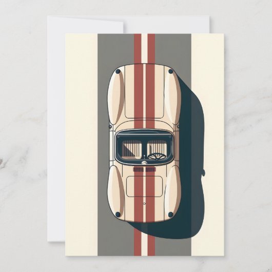 Minimalistische Retro Raceauto Streep Aankondiging (Voorkant)