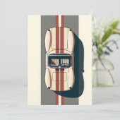 Minimalistische Retro Raceauto Streep Aankondiging (Staand voorkant)