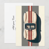 Minimalistische Retro Raceauto Streep Aankondiging (Voorkant / Achterkant)
