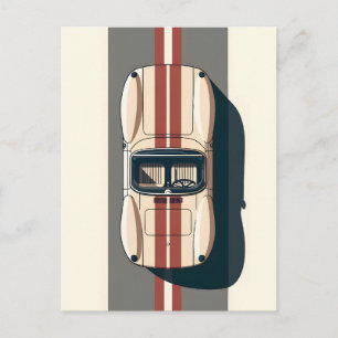 Minimalistische Retro Raceauto Streep Aankondigingskaart